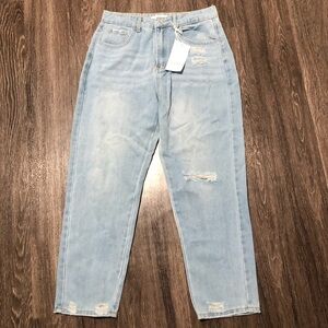 LOVER PREMIUM Distressed Light Wash Straight-Leg Jeans - Size L